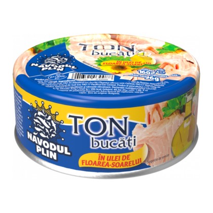 NAVODUL PLIN TON BUCATI IN ULEI FL.S.160gr 24/BAX ETICHETA