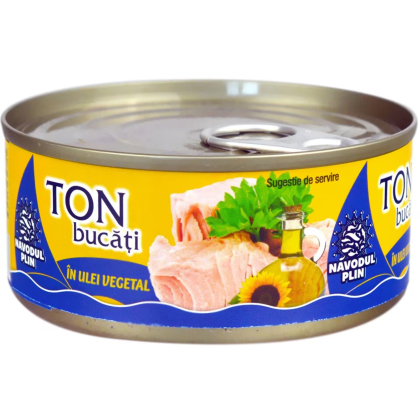NAVODUL PLIN TON BUCATI IN ULEI FL.S.160gr 24/BAX ETICHETA