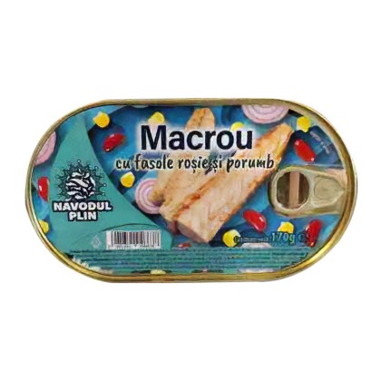 NAVODUL PLIN MACROU FASOLE ROSIE SI PORUMB 170gr 15/BAX