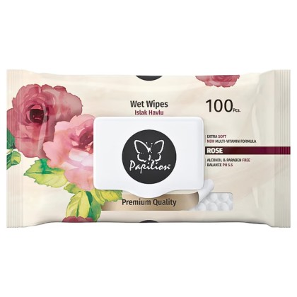 PAPILION SERVETELE UMEDE CAPAC 100 BUC ROSE*18