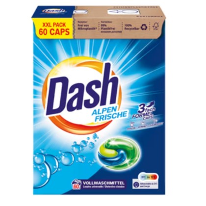 DASH DETERGENT CAPSULE 60SP 3IN1 ALPEN FRISCHE*4
