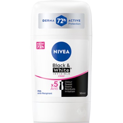 NIVEA STICK 50ML WOM B&W INVISIBLE CLEAR 84153*15
