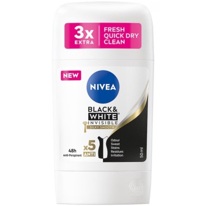 NIVEA STICK 50ML WOM B&W INVISIBLE SILKY SMOOTHFRESH 84166*15