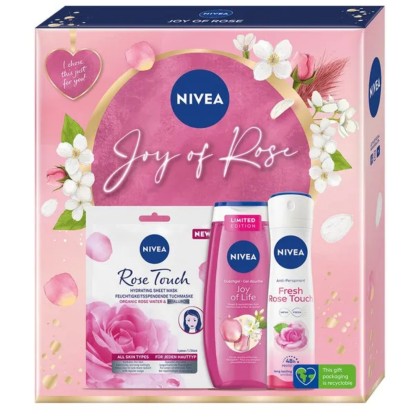 NIVEA SET W (DEO 150ML+GEL DUS 250ML+MASCA SERVETEL) JOY ROSE 06393*8