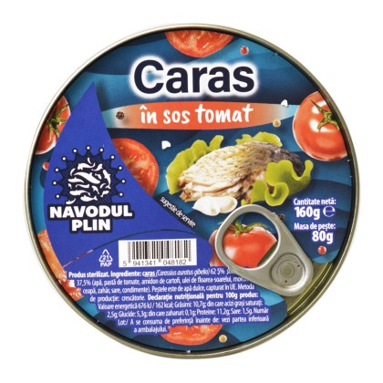 NAVODUL PLIN CARAS IN SOS TOMAT 160gr 12/BAX