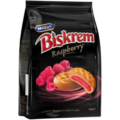 BISKREM BISCUITI CR.ZMEURA 160G (12B)