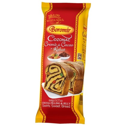 BOROMIR COZONAC CR.CACAO-RAHAT 500G (9BUC)
