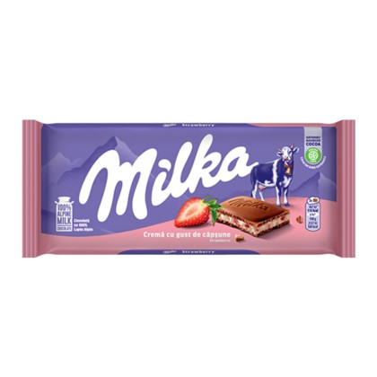 MILKA CREMA CAPSUNI CU IAURT 100G