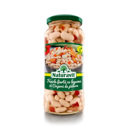FASOLE ALBA FIARTA CU LEGUME SI CIUPERCI DE PADURE NATURAVIT 570G