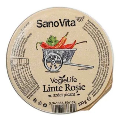 SNV PASTA VEGETALA TARTINABILA DIN LINTE ROSIE CU ARDEI PICANT 100gr 12BAX