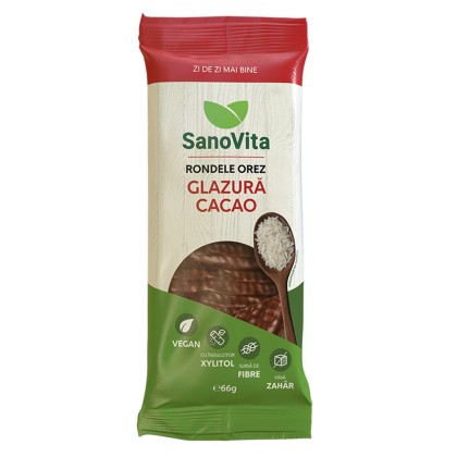 SNV RONDELE DIN OREZ CU GLAZURA DE CACAO FARA ZAHAR (XYLITOL) 66gr 36/bax