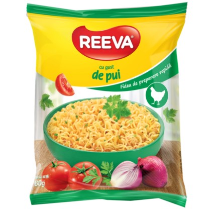 REEVA, fidea de preparare rapida - PUI, PLIC 60G, 60 BUC/BAX
