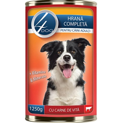 4DOG CONSERVA CU CARNE DE VITA 1240G (12B)