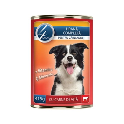 4DOG CONSERVA CU CARNE DE VITA 415G (24B)
