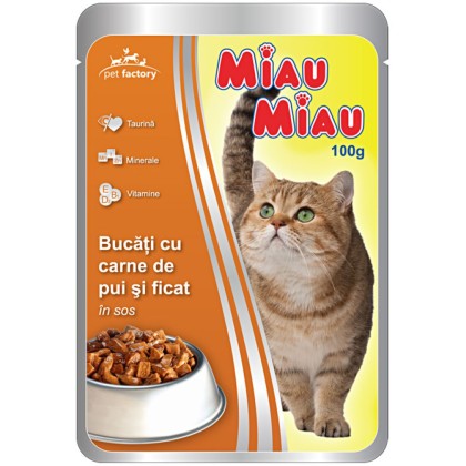 PLIC MIAU MIAU CU PUI FICAT IN SOS 100G (24B)