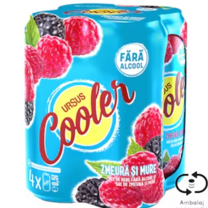 URSUS COOLER NA ZMEURA&MURE 500ml DOZA 4PACK SGR*