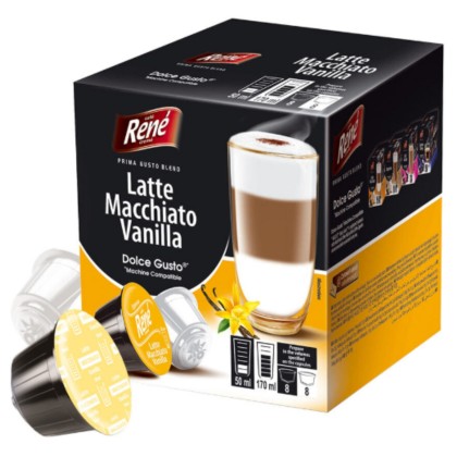 RENE CAPSULE LATTE MACCHIATO VANILIE 160G(16BUC 8+8)