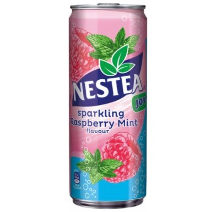 NESTEA JOY SPARKLING ZMEURA-MENTA330ml CAN 12/BAX SGR* BUCATA