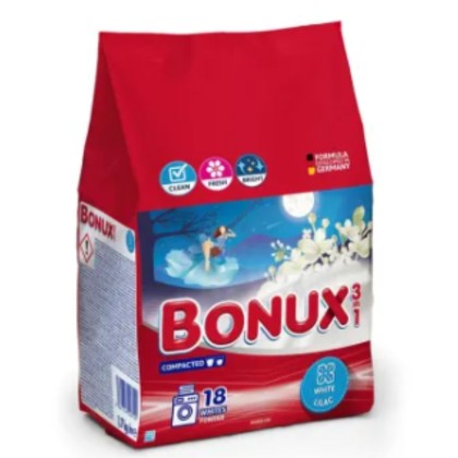 BONUX DETERGENT AUTOMAT 1.17KG 18SP 3IN1 WHITE LILIAC*9