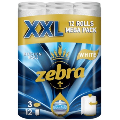 PROSOP BUCATARIE ZEBRA WHITE MEGA 12/PACK
