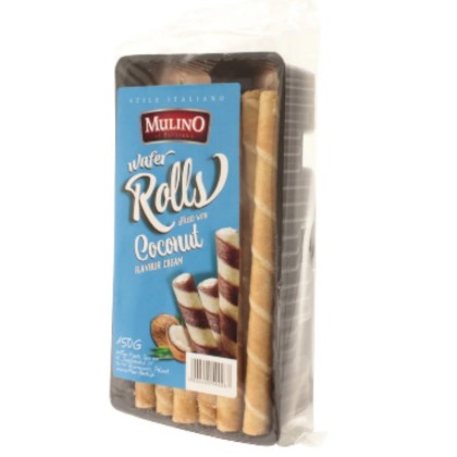 MULINO WAFER ROLLS COCONUT FLAV 150G (16B)