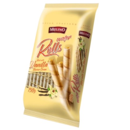 MULINO WAFER ROLLS VANILLA FLAV 150G (16B)
